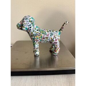 Victoria's Secret PINK stuffed dog/plush‎ display figure colorful doodle print.